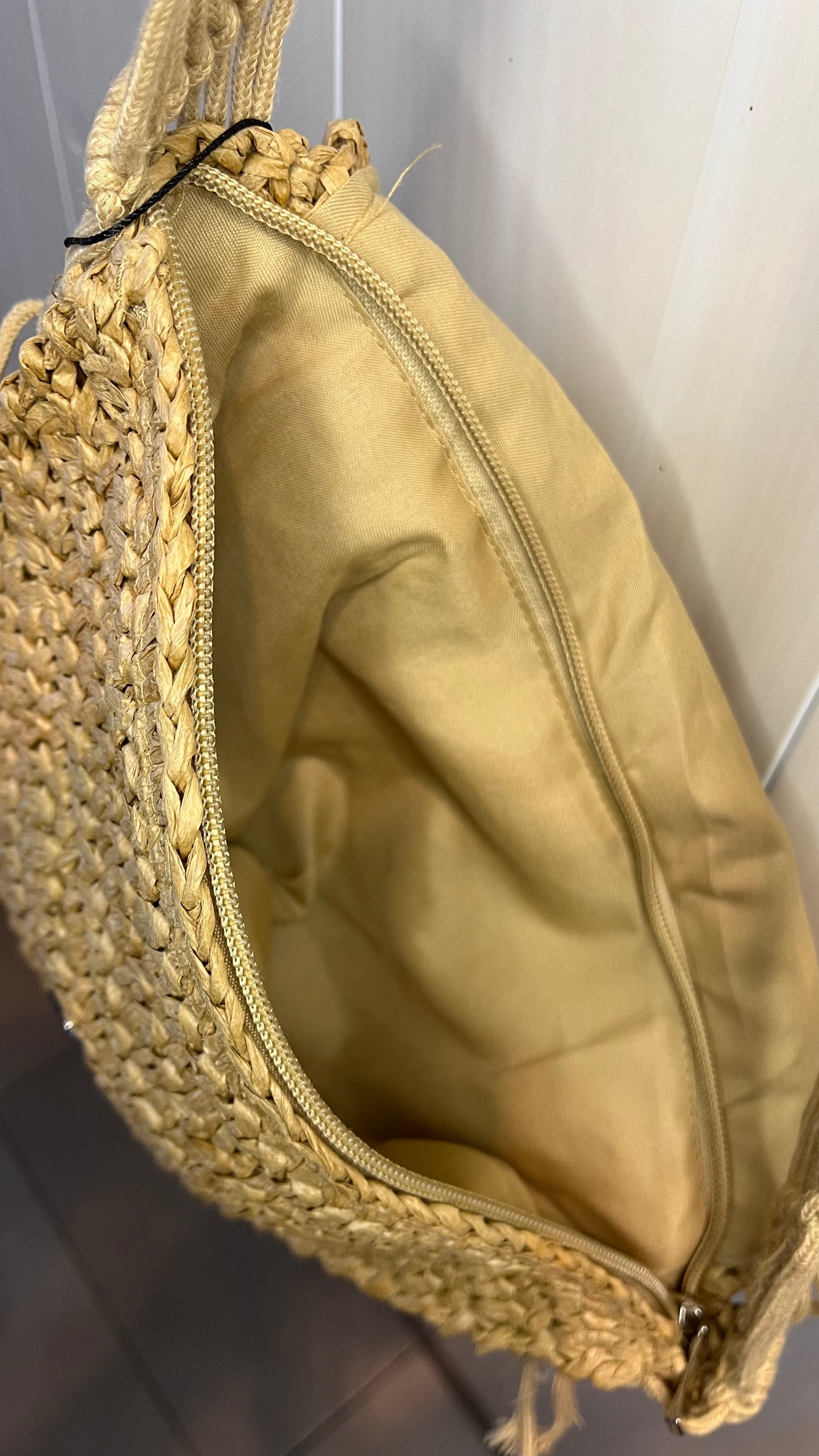 Sac banane tressé camel
