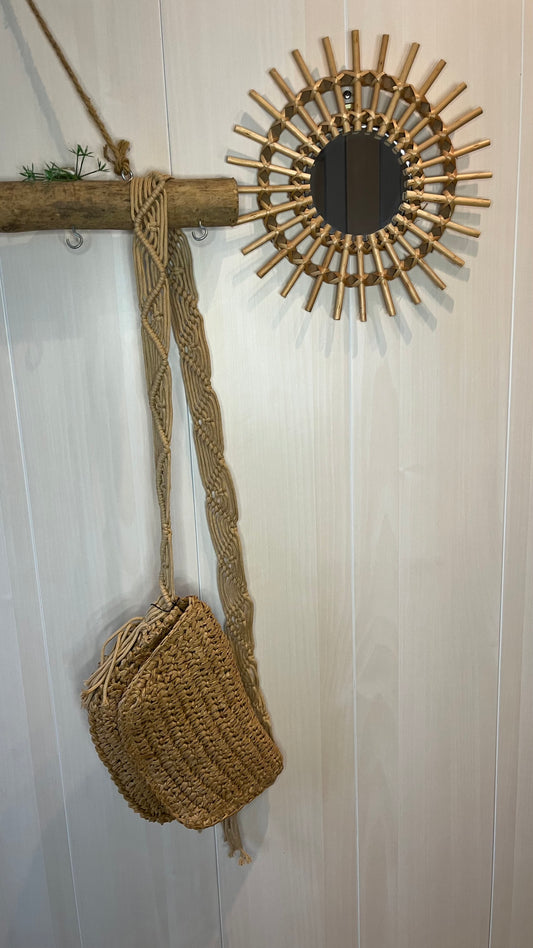 Sac banane tressé camel