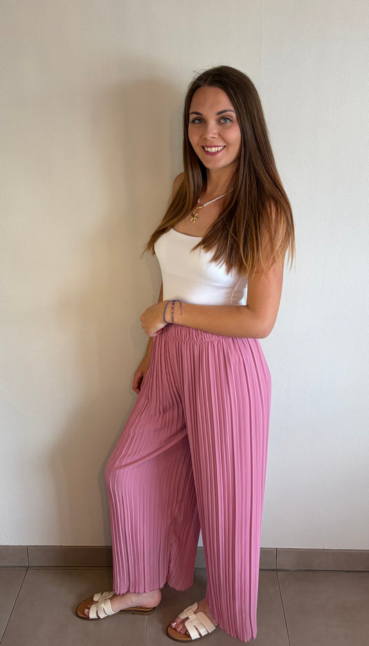 Pantalon plissé rose
