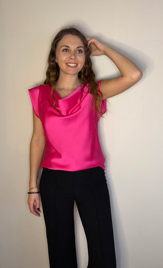 Top en satin fuchsia