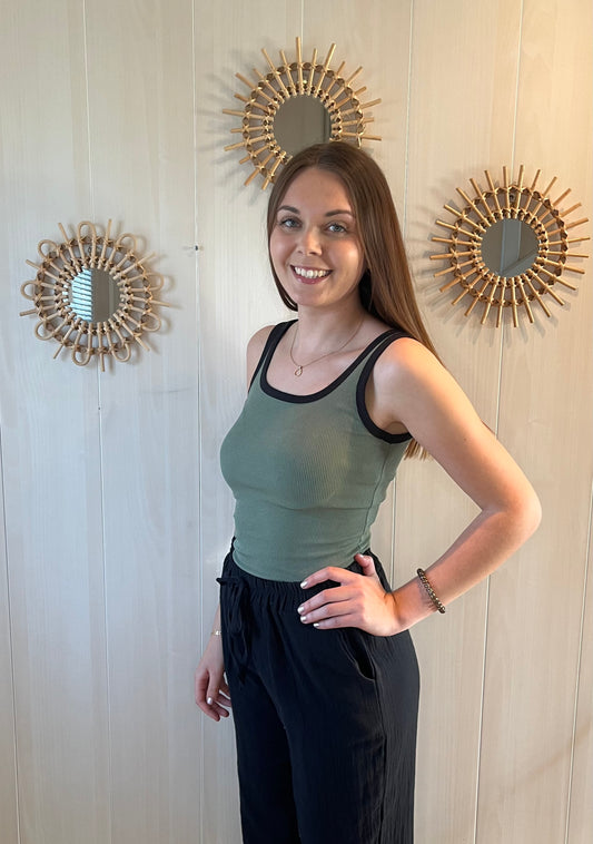 Débardeur bicolore kaki