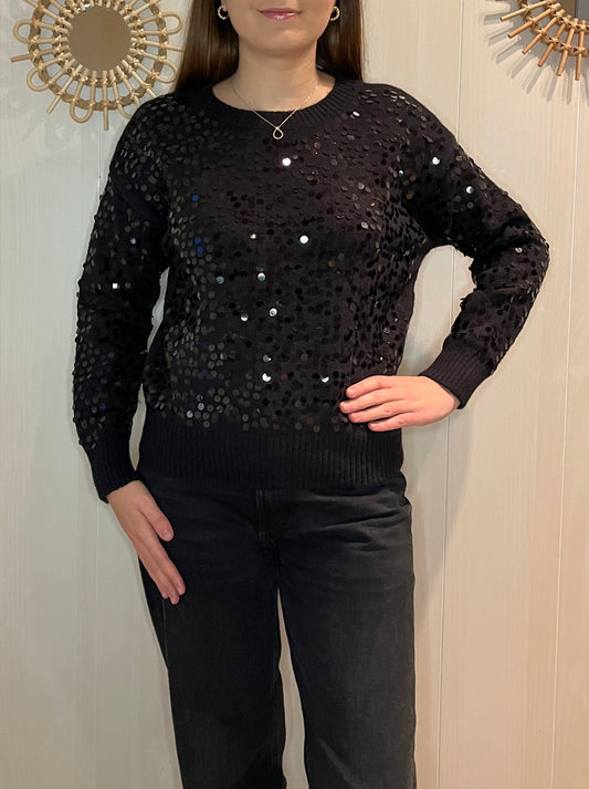 Pull à sequins noir