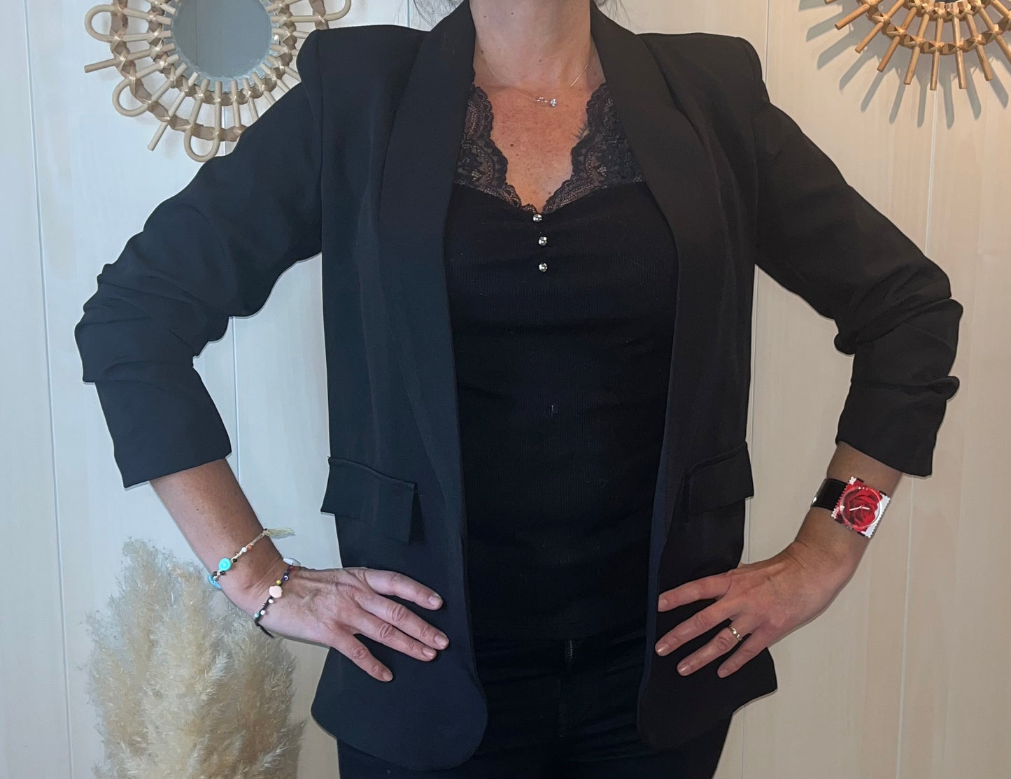Veste blazer à manches froncées