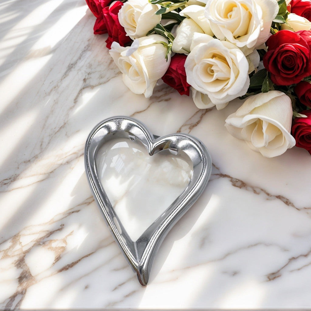 Broche cœur argenté
