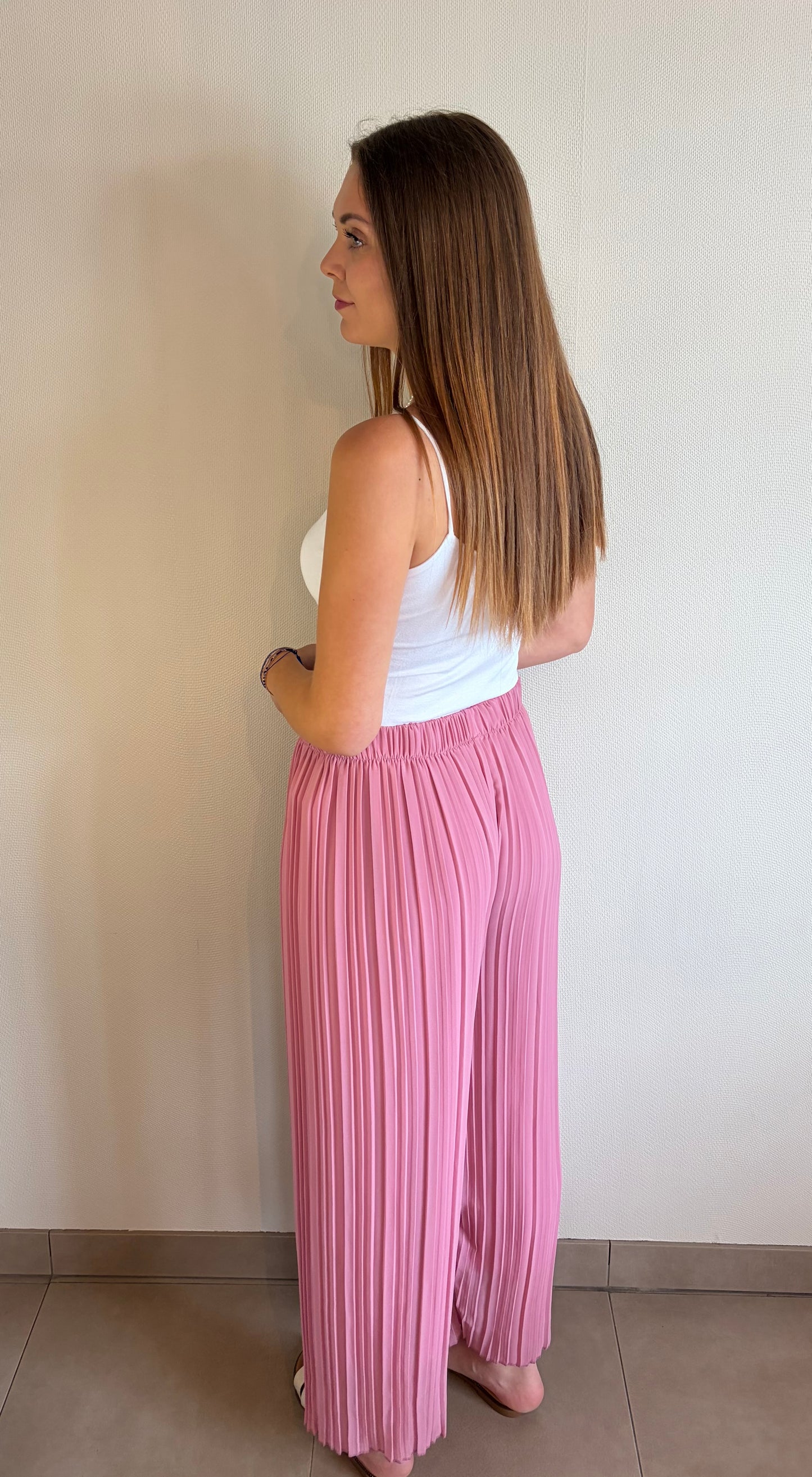 Pantalon plissé rose