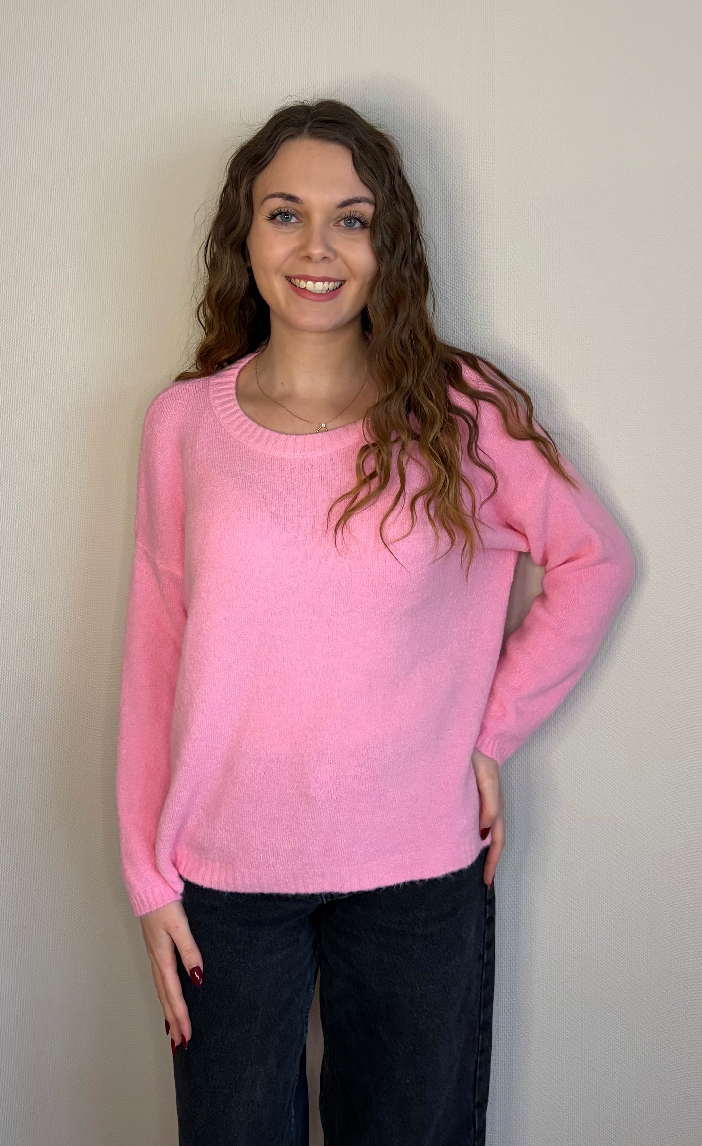 Pull blush alpaga col rond