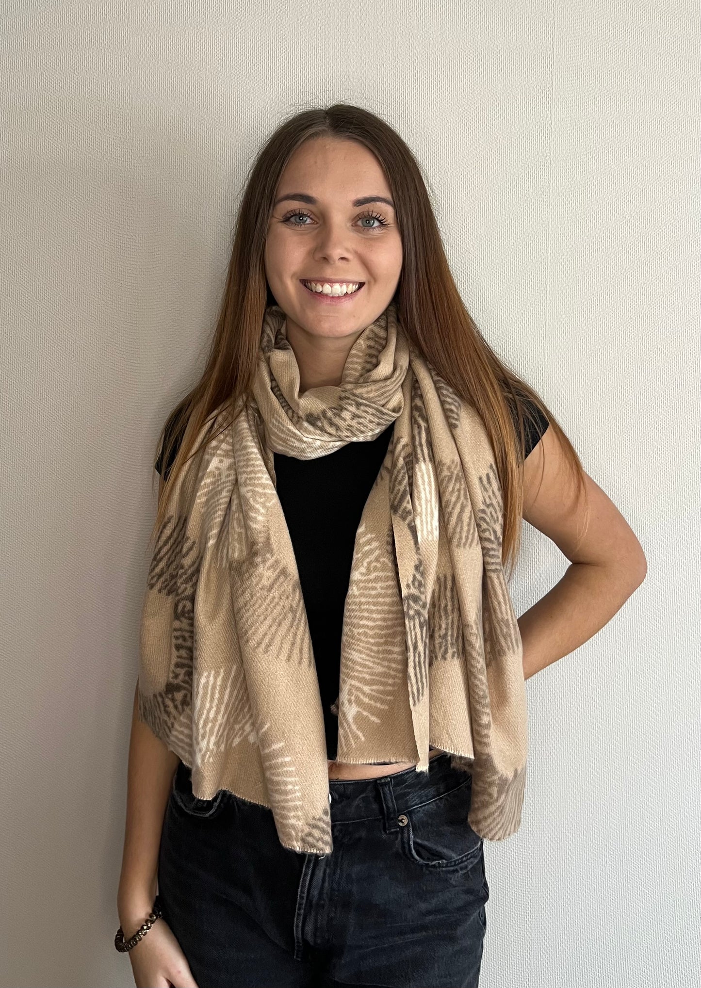 Écharpe imprimée beige