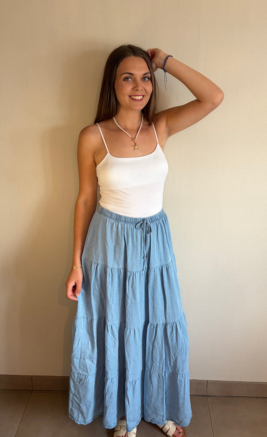 Jupe fluide effet jean