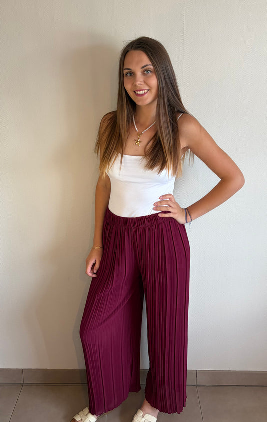 Pantalon plissé bordeaux