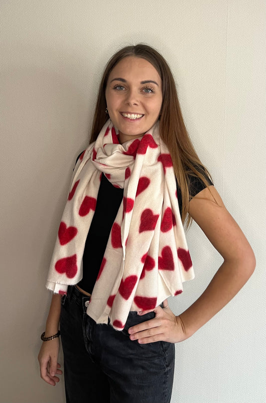 Écharpe imprimée coeur rouge