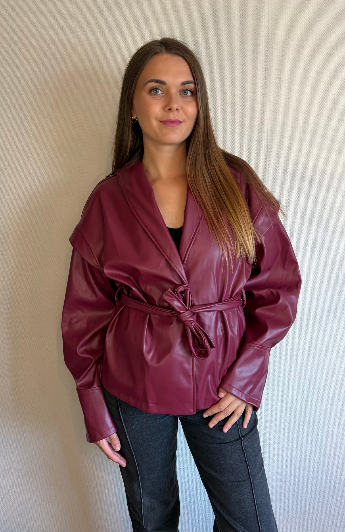 Veste similicuir bordeaux