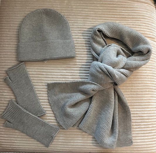Coffret gris écharpe bonnet mitaines