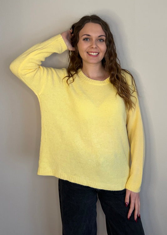 Pull jaune alpaga col rond