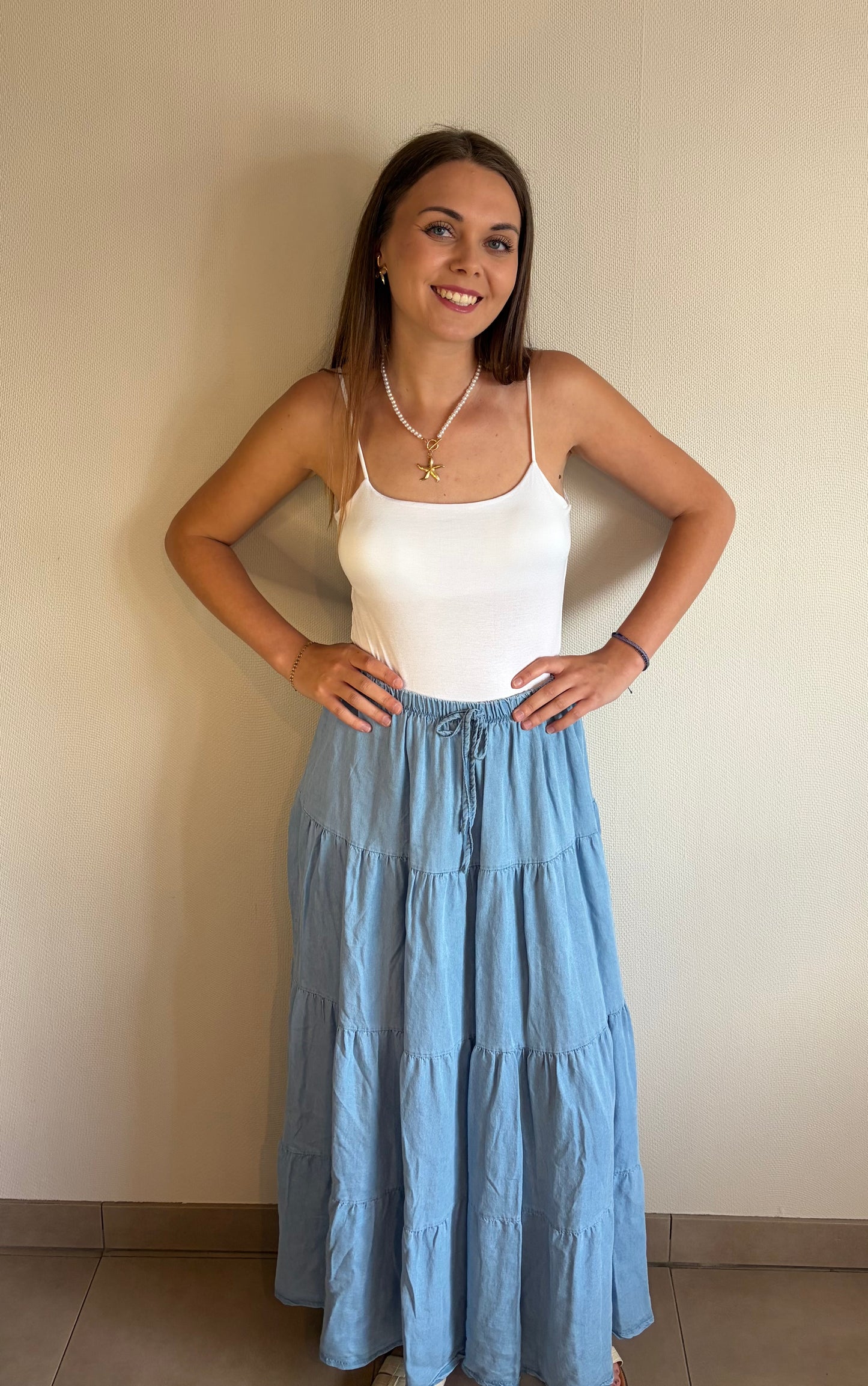 Jupe fluide effet jean