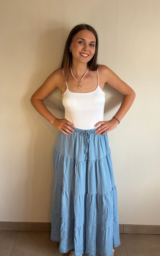 Jupe fluide effet jean
