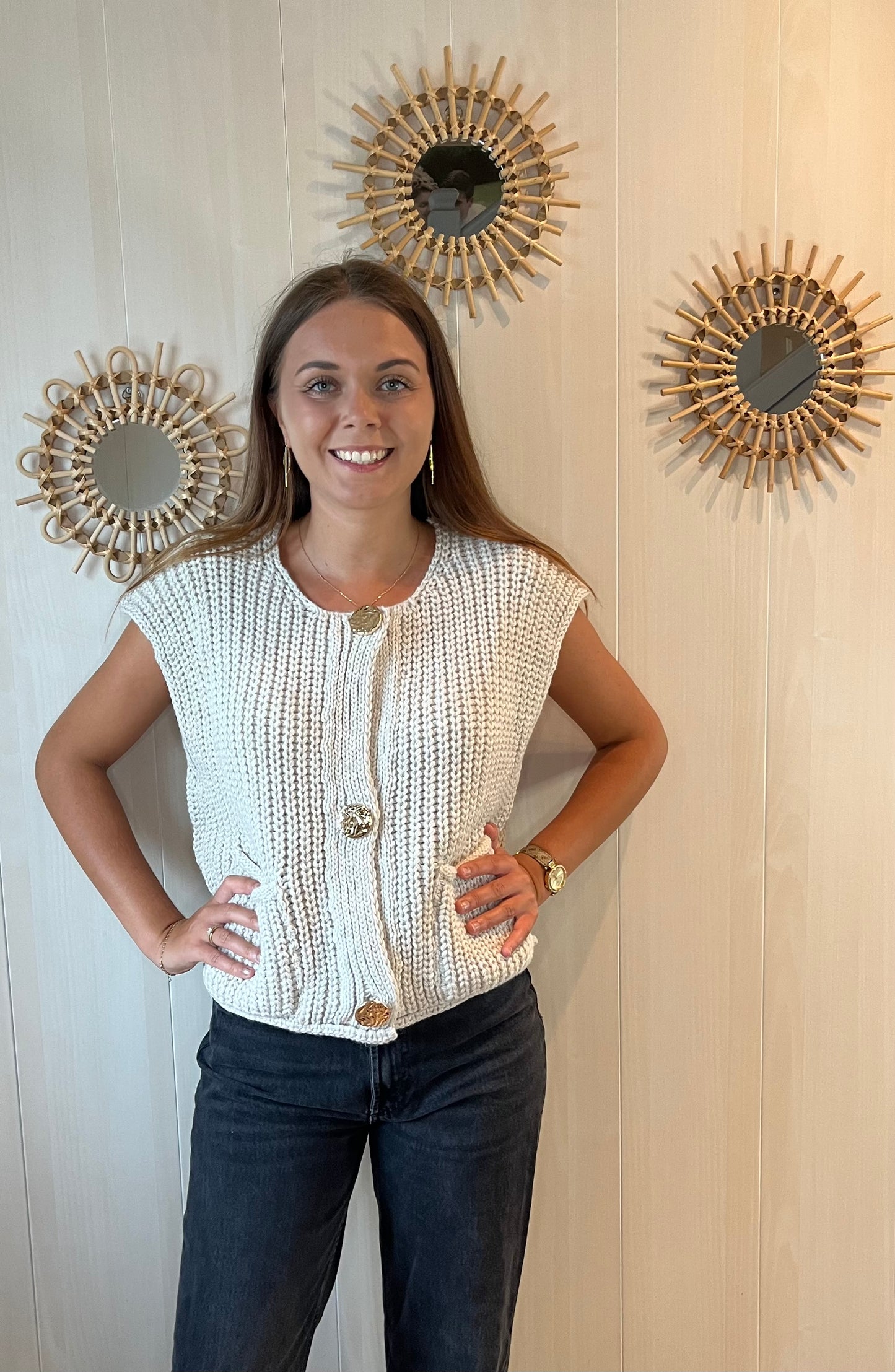Gilet en maille épaisse beige