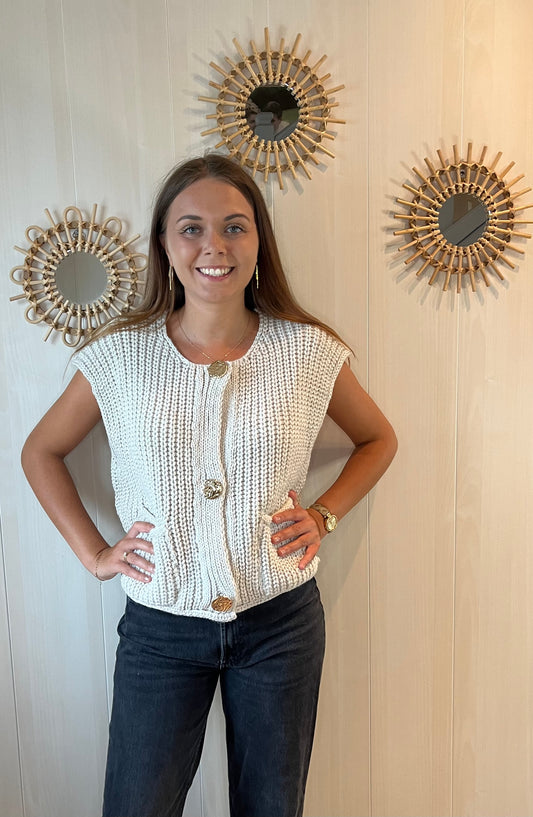 Gilet en maille épaisse beige