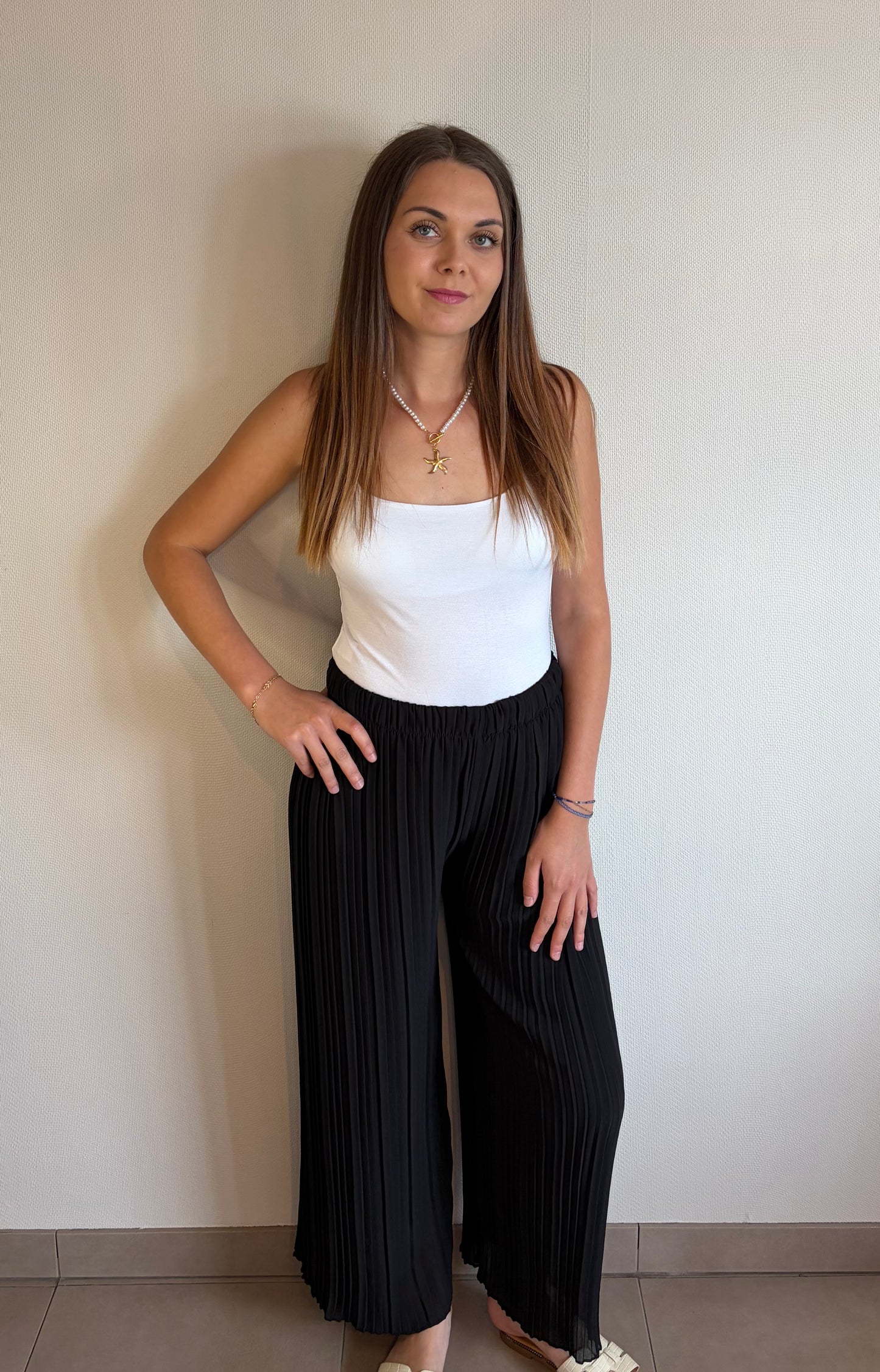 Pantalon plissé noir
