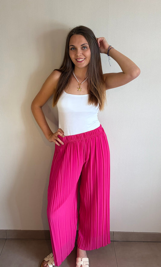 Pantalon plissé fuchsia
