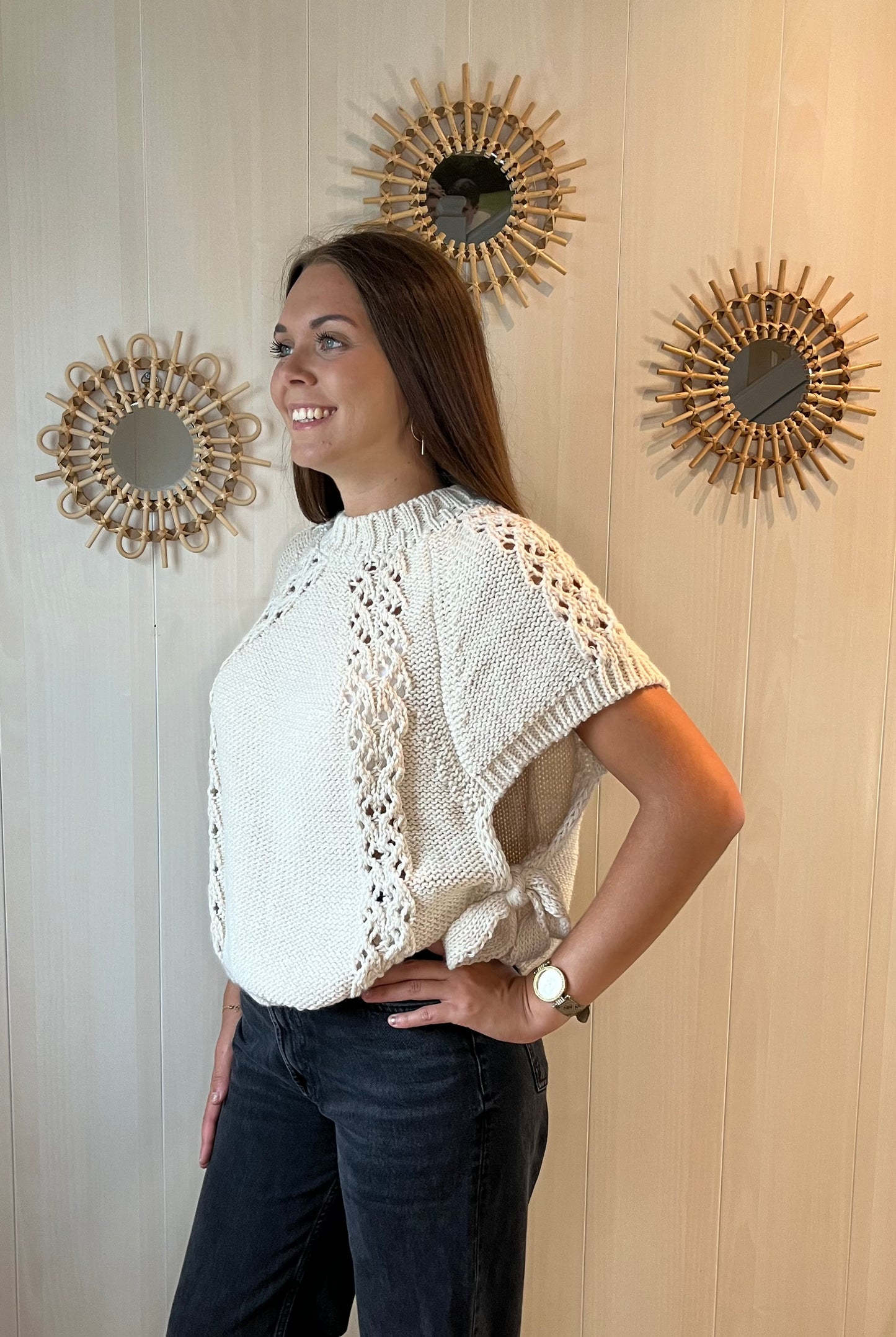 Pull maille manches courtes