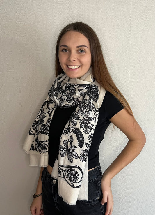 Écharpe imprimée floral beige