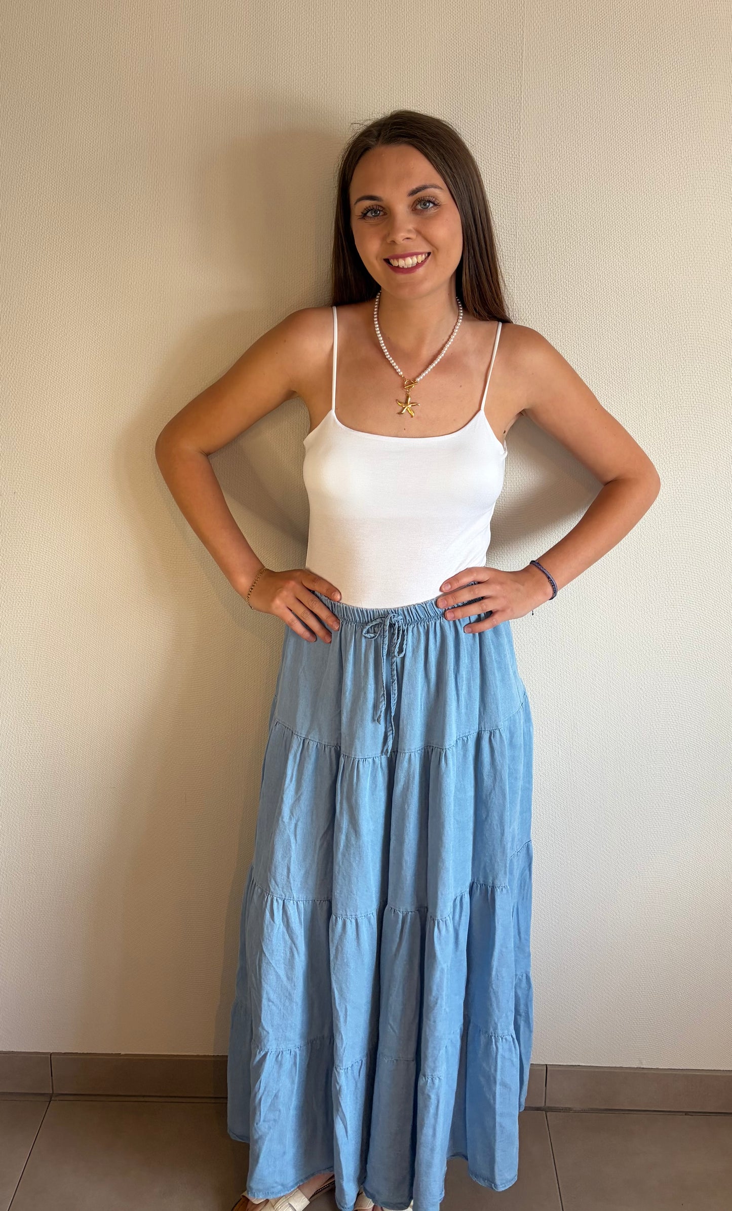 Jupe fluide effet jean