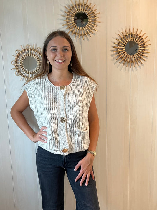 Gilet en maille épaisse beige