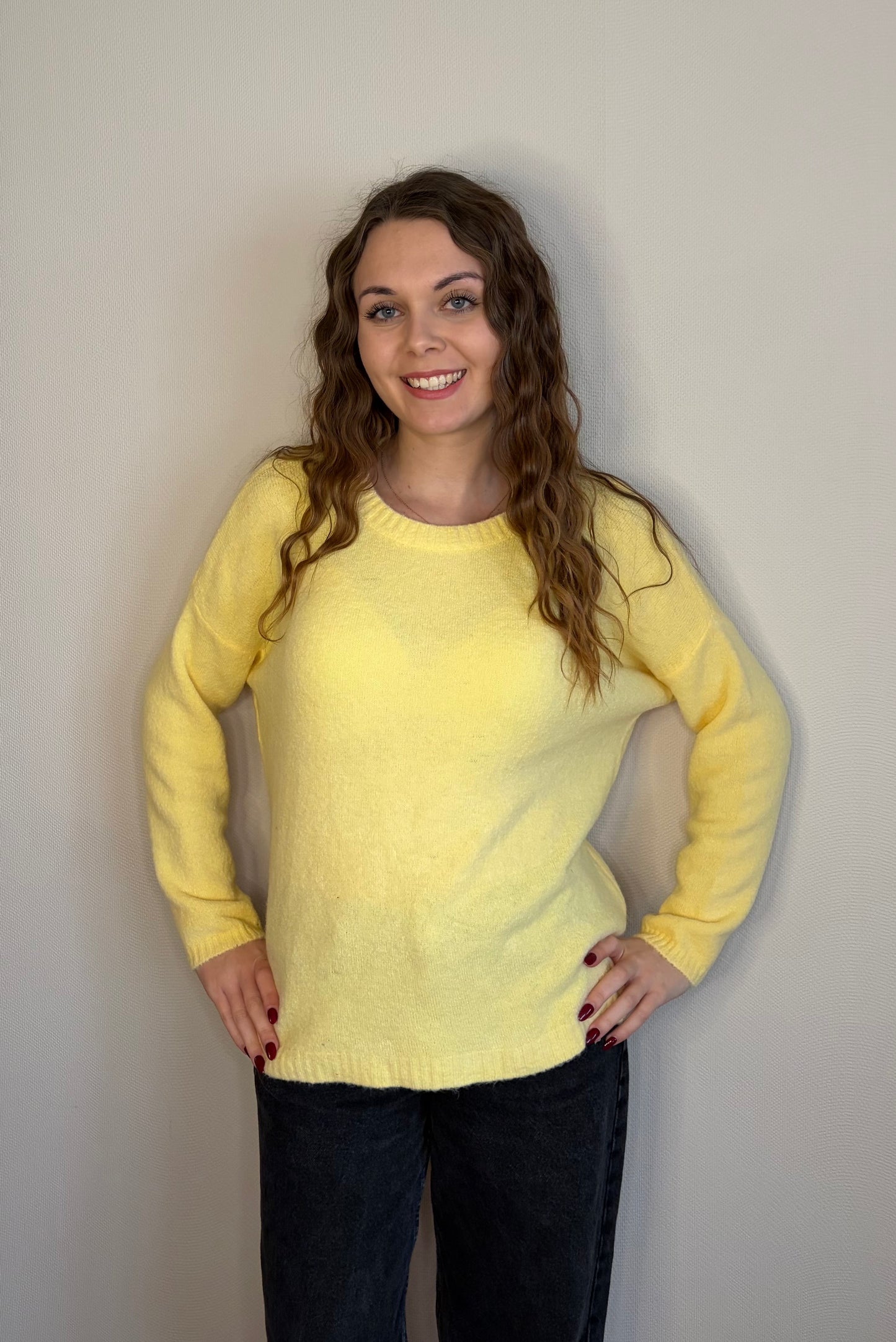 Pull jaune alpaga col rond