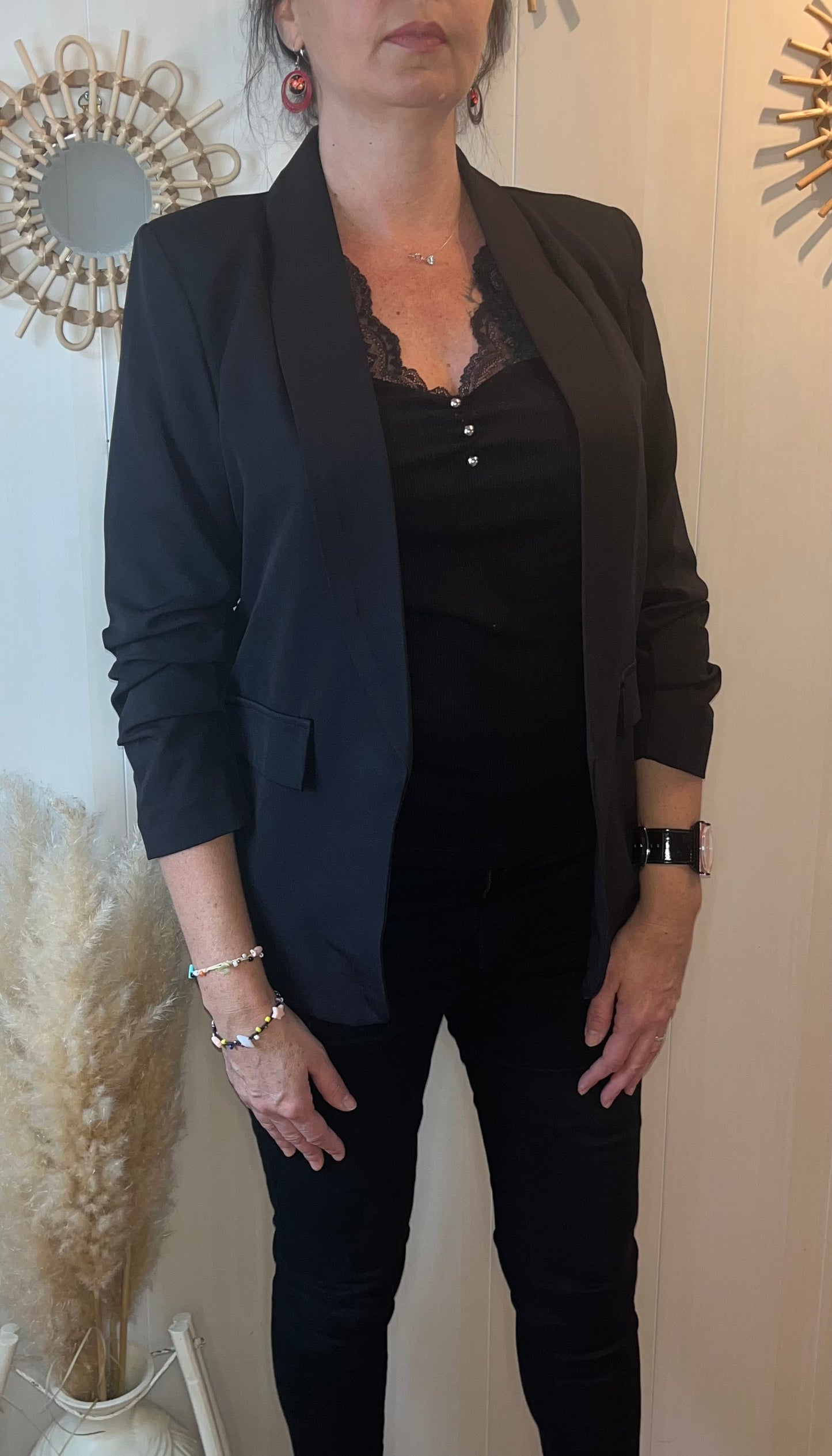 Veste blazer à manches froncées