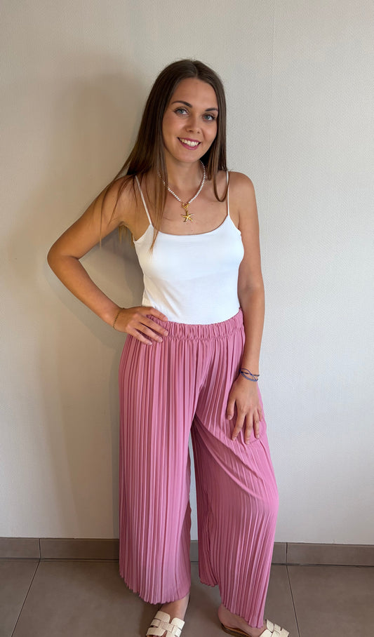 Pantalon plissé rose
